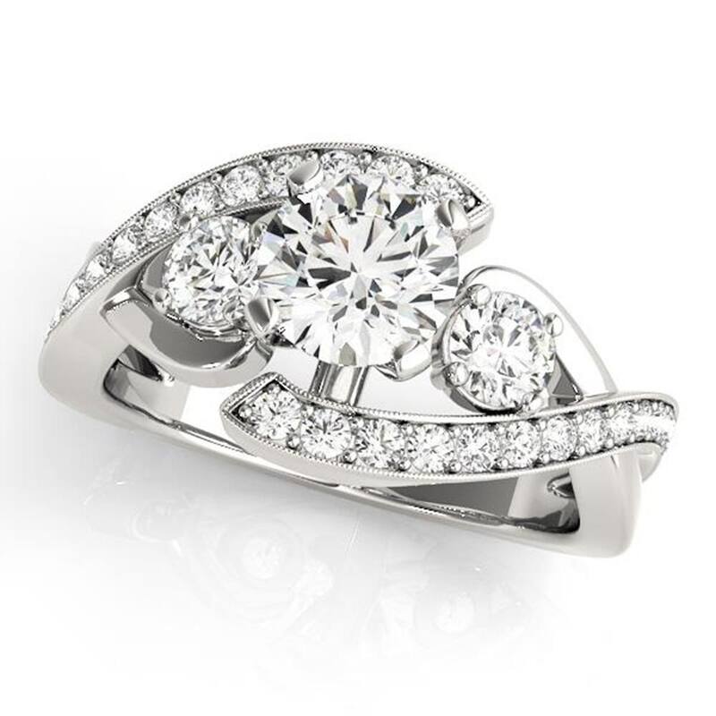 Auriya Unique 1 1/2ct Moissanite 3-Stone Diamond Engagement Ring 5/8ctw 14K Gold
