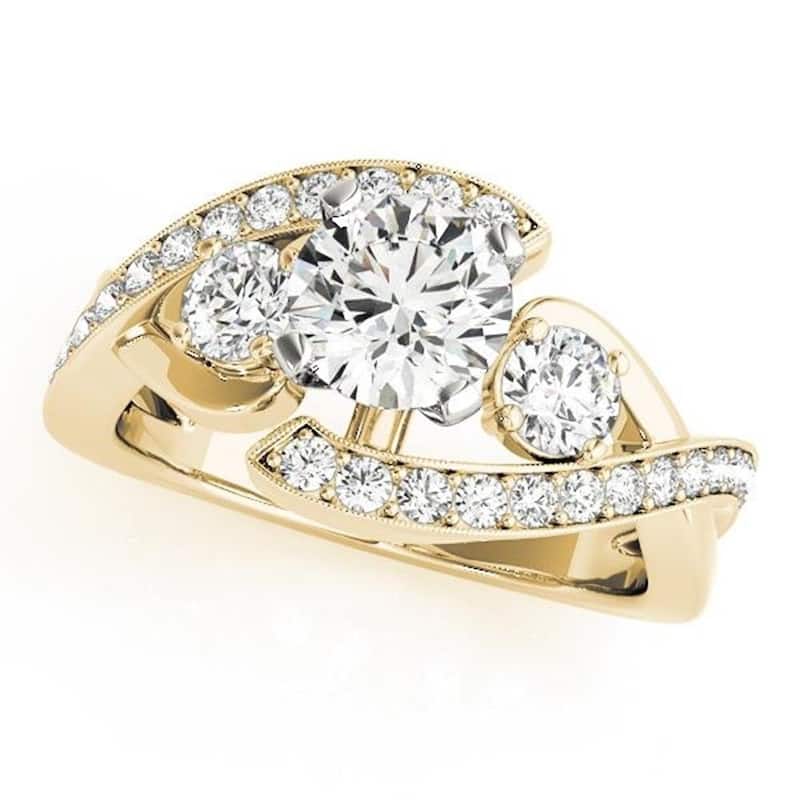 Auriya 14k Gold Unique 4ct Moissanite 3-Stone Diamond Engagement Ring 5/8ctw