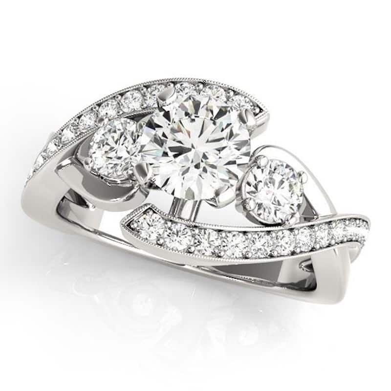 Auriya 14k Gold Unique 4ct Moissanite 3-Stone Diamond Engagement Ring 5/8ctw