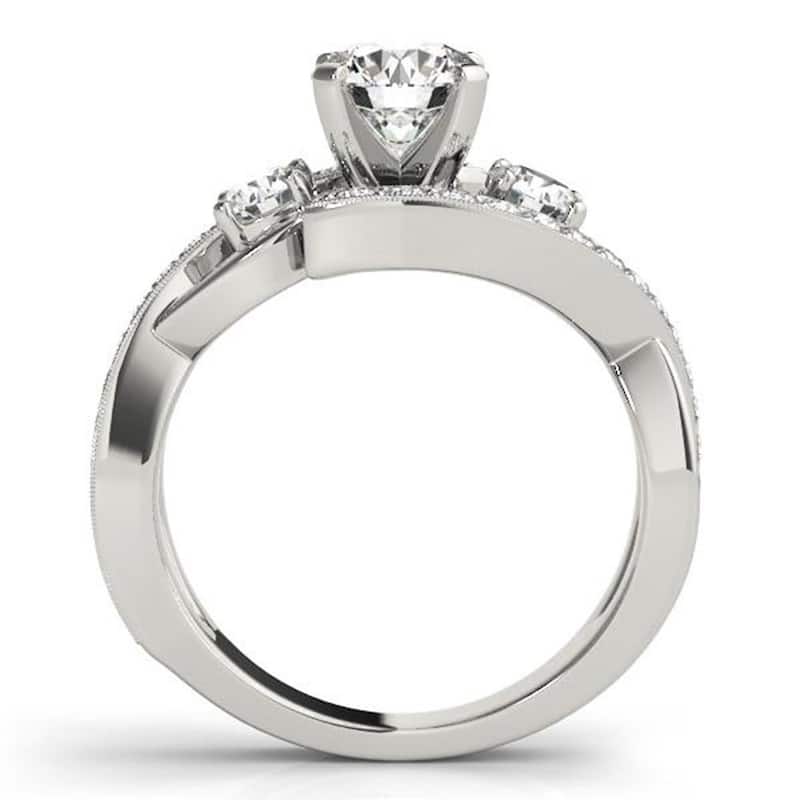 Auriya 14k Gold Unique 4ct Moissanite 3-Stone Diamond Engagement Ring 5/8ctw
