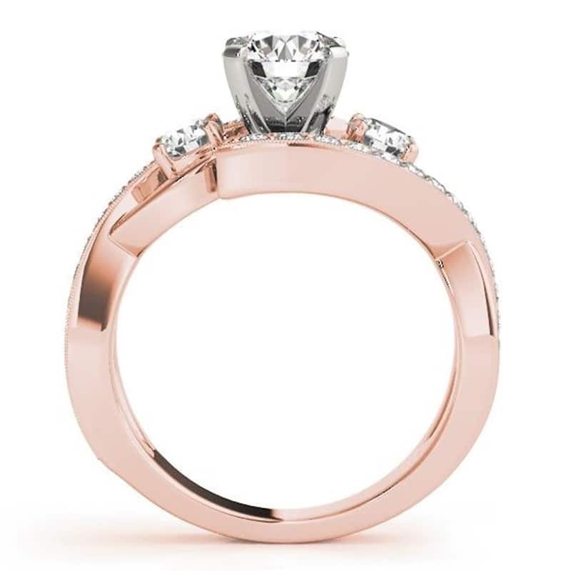 Auriya 14k Gold Unique 4ct Moissanite 3-Stone Diamond Engagement Ring 5/8ctw