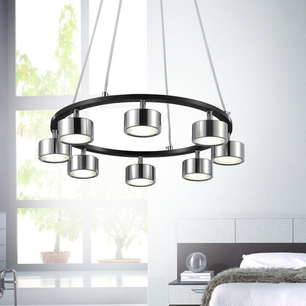 Porch & Den McCamley Black and Chrome Finish LED Chandelier - Chandeliers For Bedrooms by Overstock.com