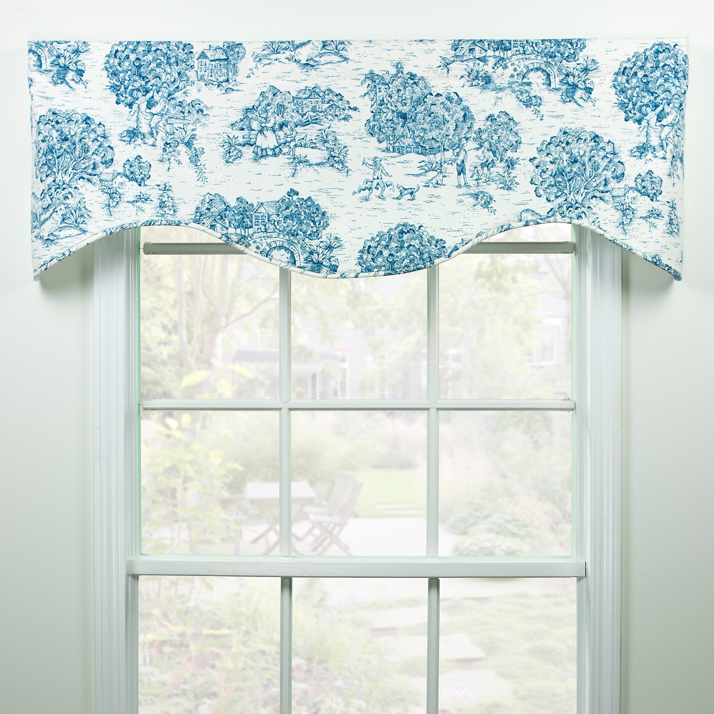 Shop Calais Blue Toile Shaped Valance Free Shipping On Orders