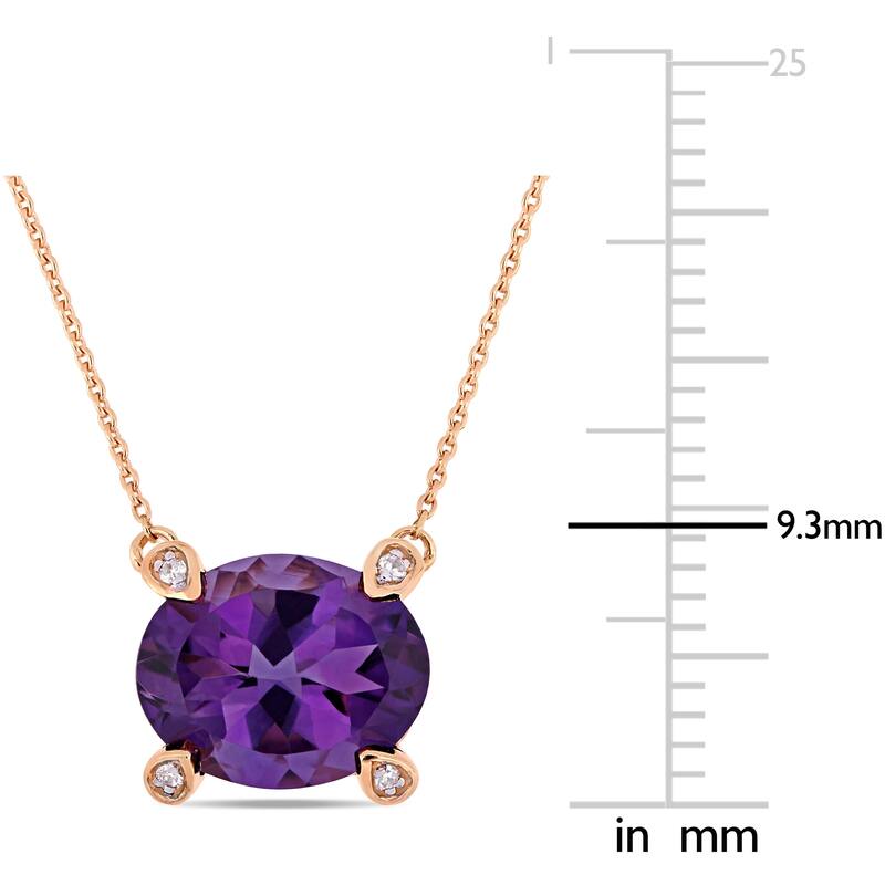 Miadora 10k Rose Gold Oval-Cut African-Amethyst and Diamond Accent Station Necklace