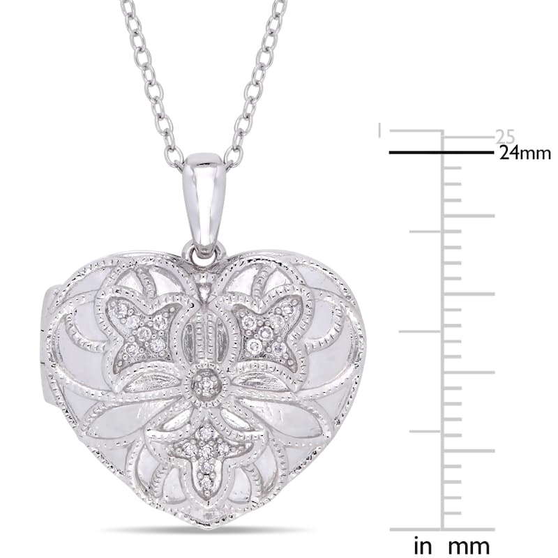 Miadora Sterling Silver Diamond Accent Heart Locket Necklace