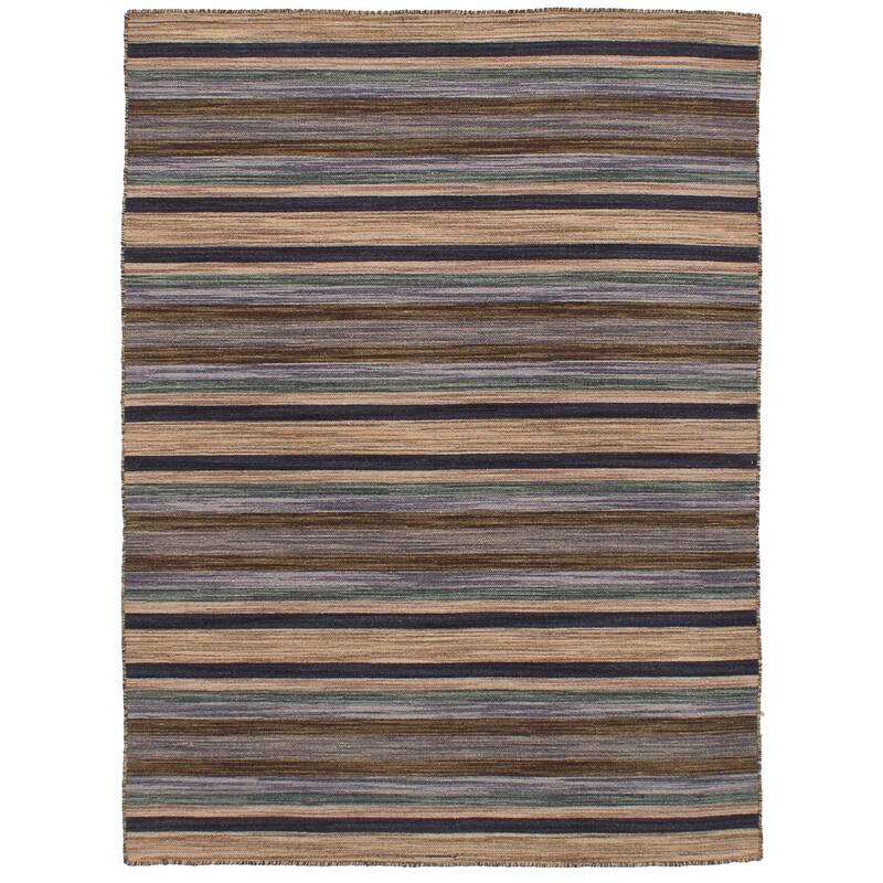 Flat-weave Manhattan Blue, Red Wool Kilim