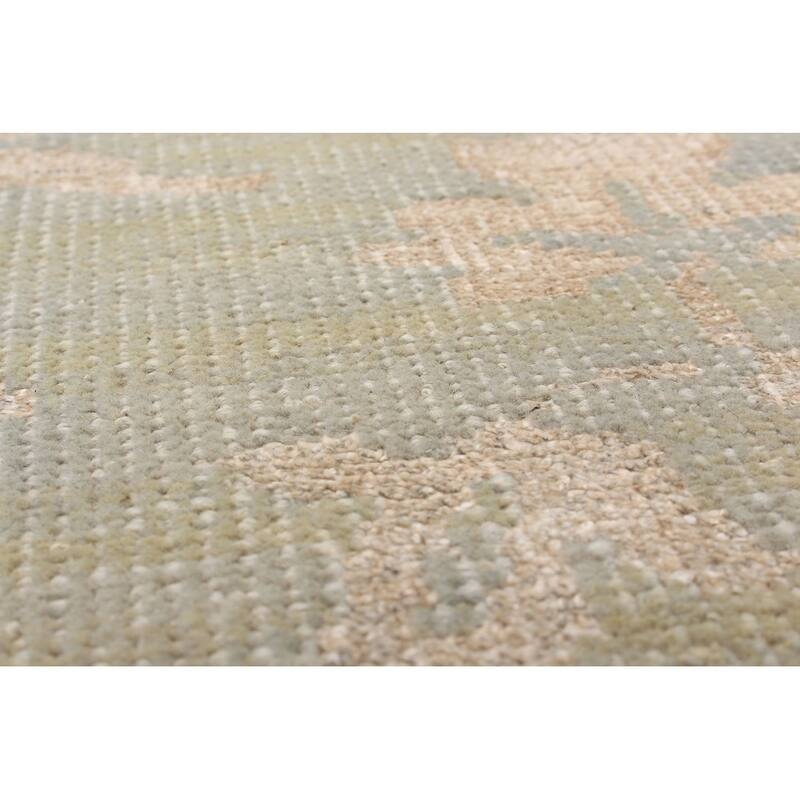 Hand-knotted La Seda Green Silk, Wool Rug