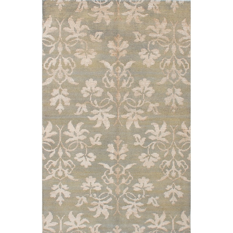 Hand-knotted La Seda Green Silk, Wool Rug - 5'5" x 8'0"/5'5" x 8' - Khaki