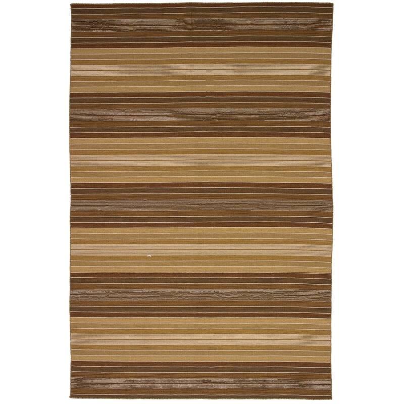 Flat-weave Manhattan Blue, Red Wool Kilim