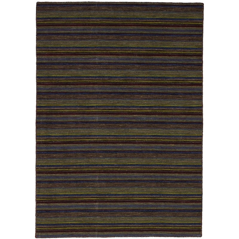 Flat-weave Manhattan Blue, Red Wool Kilim