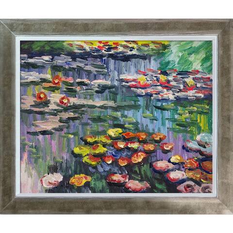 Claude Monet 'Water Lilies' (pink) Hand Painted Oil Reproduction