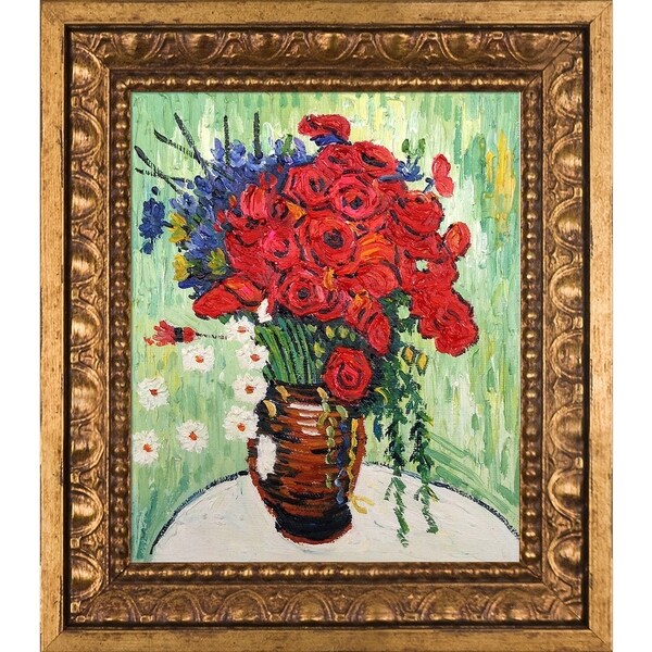 Vincent Van Gogh 'Vase with Daisies and Poppies' Hand Painted Oil