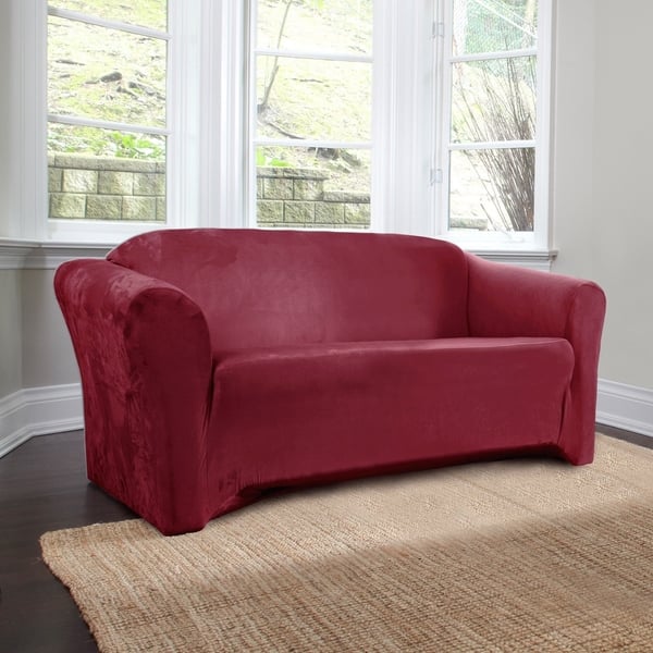 CoverWorks Harper 1-Piece Stretch Suede Loveseat Slipcover - Bed Bath ...