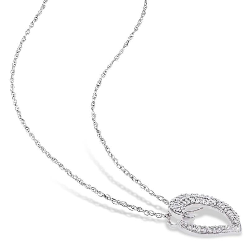 Miadora 10k White Gold 1/4ct TDW Diamond Titled Open Heart Necklace