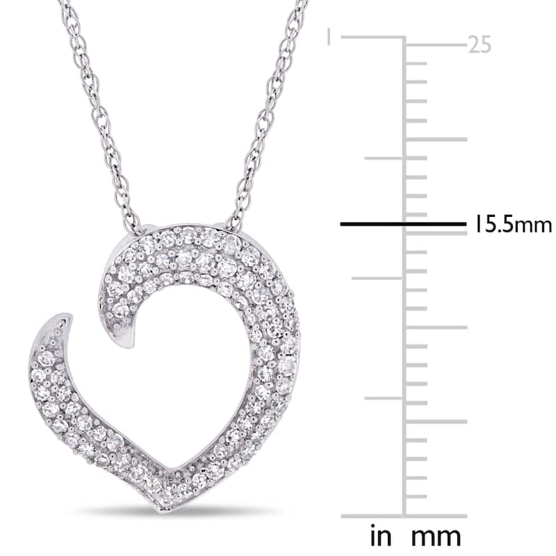Miadora 10k White Gold 1/4ct TDW Diamond Titled Open Heart Necklace