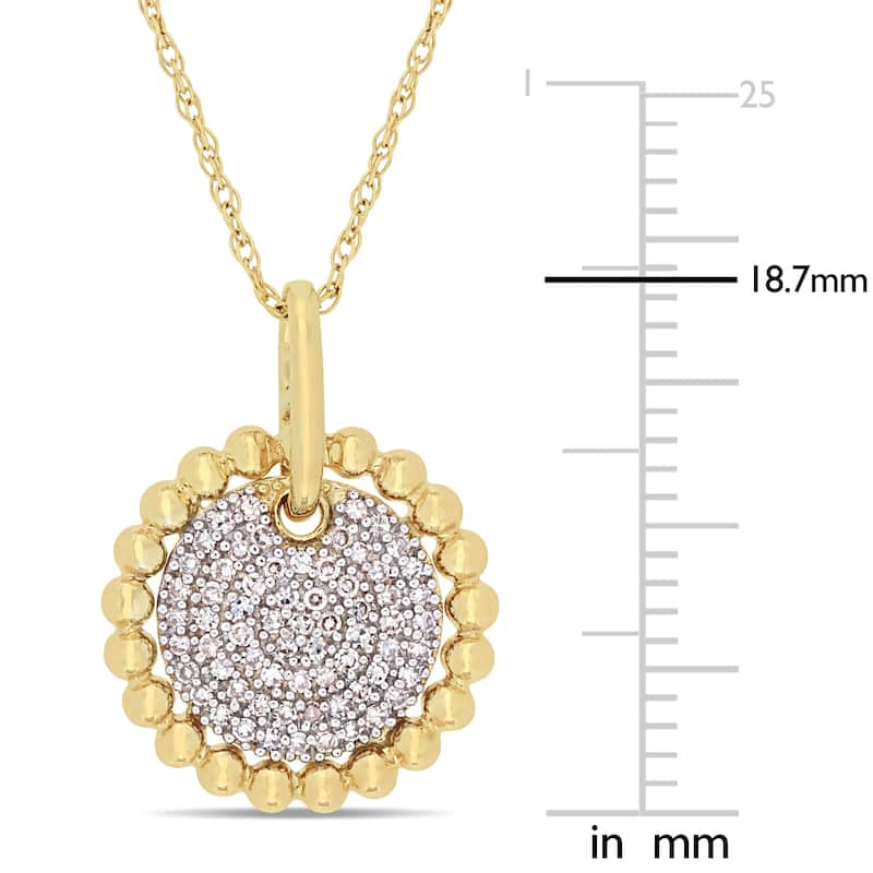 Miadora 10k Yellow Gold 1/5ct TDW Diamond Clustered Center Flower Bead Necklace