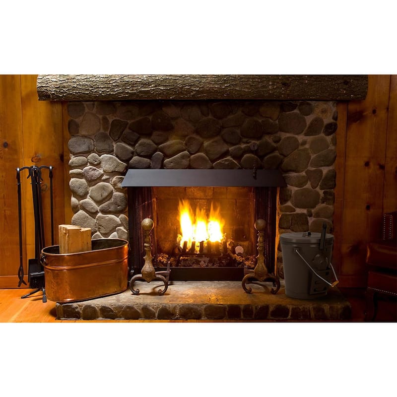 4.75 Gallon Black Ash Bucket with Lid and Shovel-Essential Tools by Home-Complete