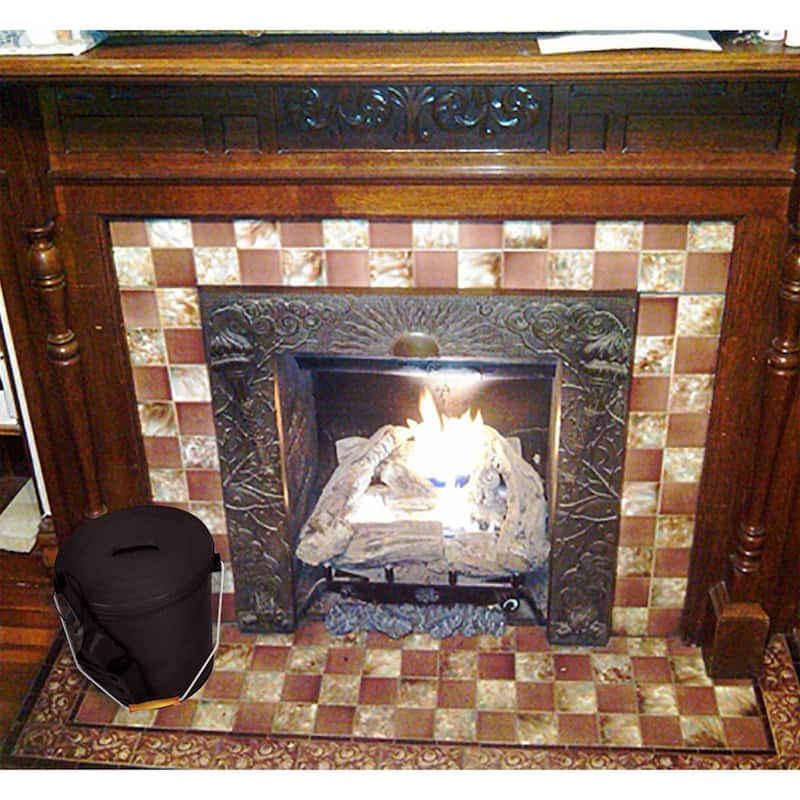 4.75 Gallon Black Ash Bucket with Lid and Shovel-Essential Tools by Home-Complete