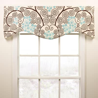 Pippa seafoam and brown shaped valance