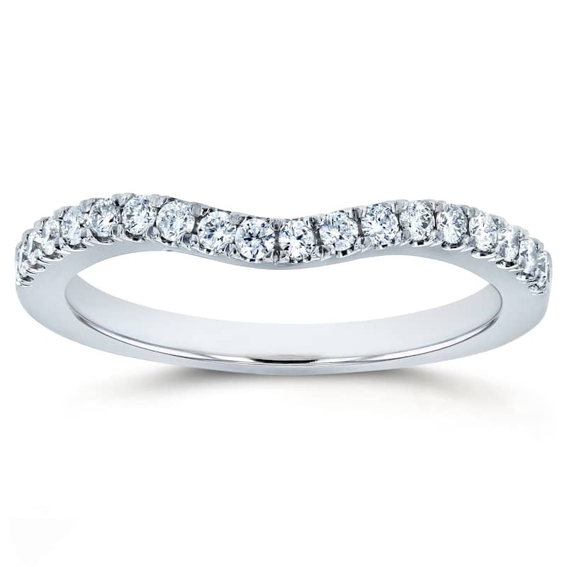 Annello by Kobelli 14k Gold 1/5ct TDW DEF VS Lab Grown Diamond Women's Curved Wedding Band