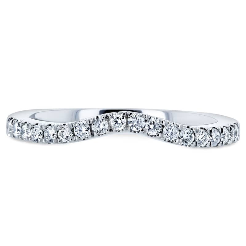 Annello by Kobelli 14k Gold 1/5ct TDW DEF VS Lab Grown Diamond Women's Curved Wedding Band