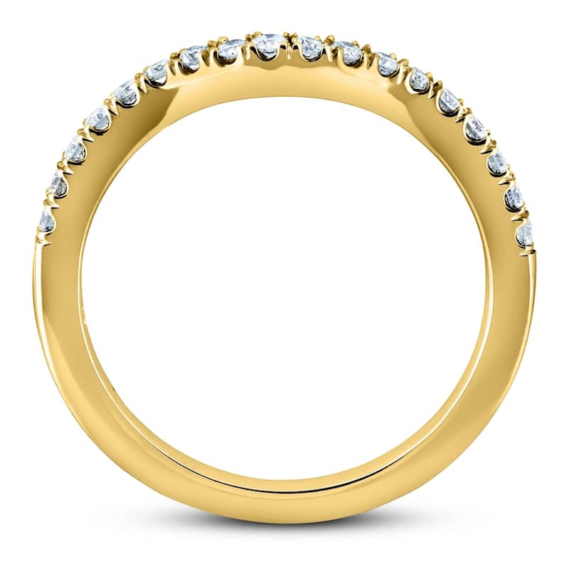 Annello by Kobelli 14k Gold 1/5ct TDW DEF VS Lab Grown Diamond Women's Curved Wedding Band