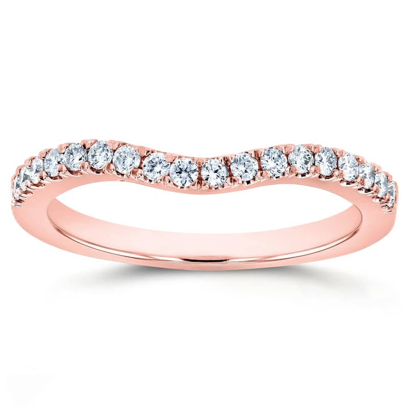 Annello by Kobelli 14k Gold 1/5ct TDW DEF VS Lab Grown Diamond Women's Curved Wedding Band