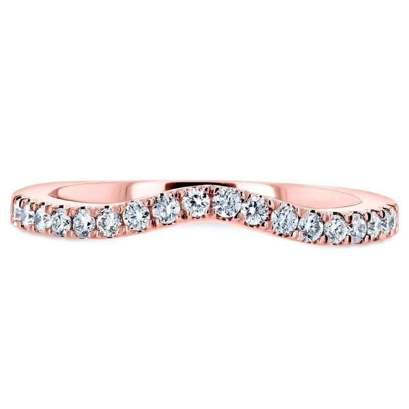 Annello by Kobelli 14k Gold 1/5ct TDW DEF VS Lab Grown Diamond Women's Curved Wedding Band