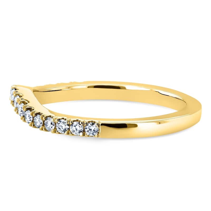 Annello by Kobelli 14k Gold 1/5ct TDW DEF VS Lab Grown Diamond Women's Curved Wedding Band