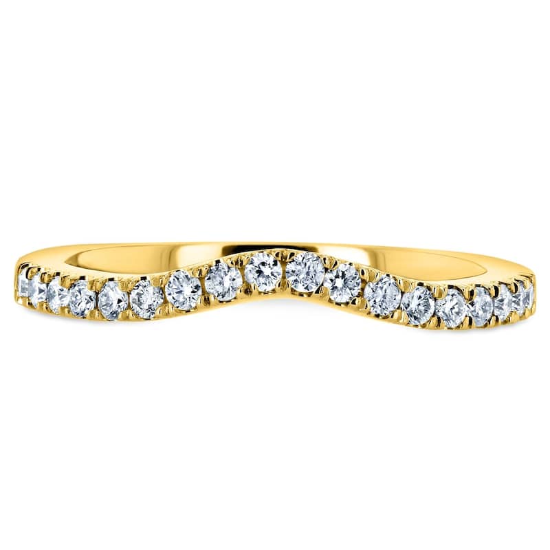 Annello by Kobelli 14k Gold 1/5ct TDW DEF VS Lab Grown Diamond Women's Curved Wedding Band