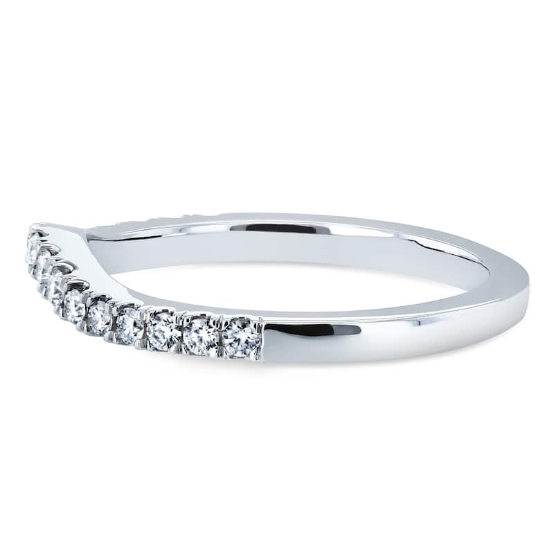 Annello by Kobelli 14k Gold 1/5ct TDW DEF VS Lab Grown Diamond Women's Curved Wedding Band