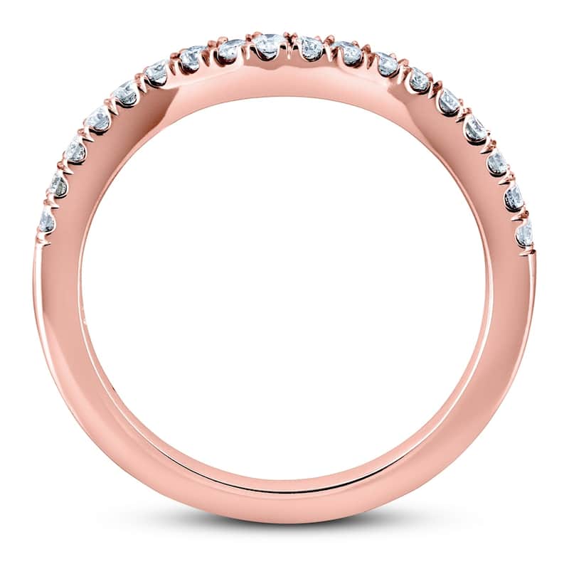 Annello by Kobelli 14k Gold 1/5ct TDW DEF VS Lab Grown Diamond Women's Curved Wedding Band
