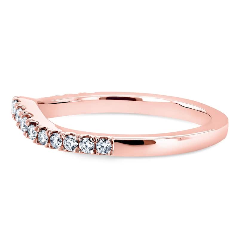 Annello by Kobelli 14k Gold 1/5ct TDW DEF VS Lab Grown Diamond Women's Curved Wedding Band