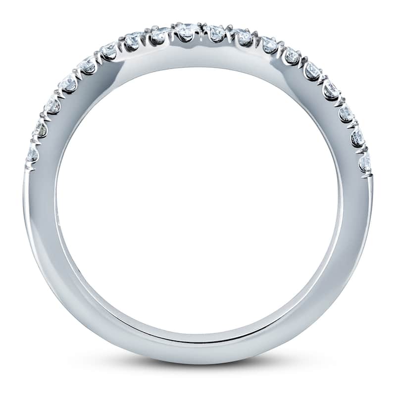 Annello by Kobelli 14k Gold 1/5ct TDW DEF VS Lab Grown Diamond Women's Curved Wedding Band