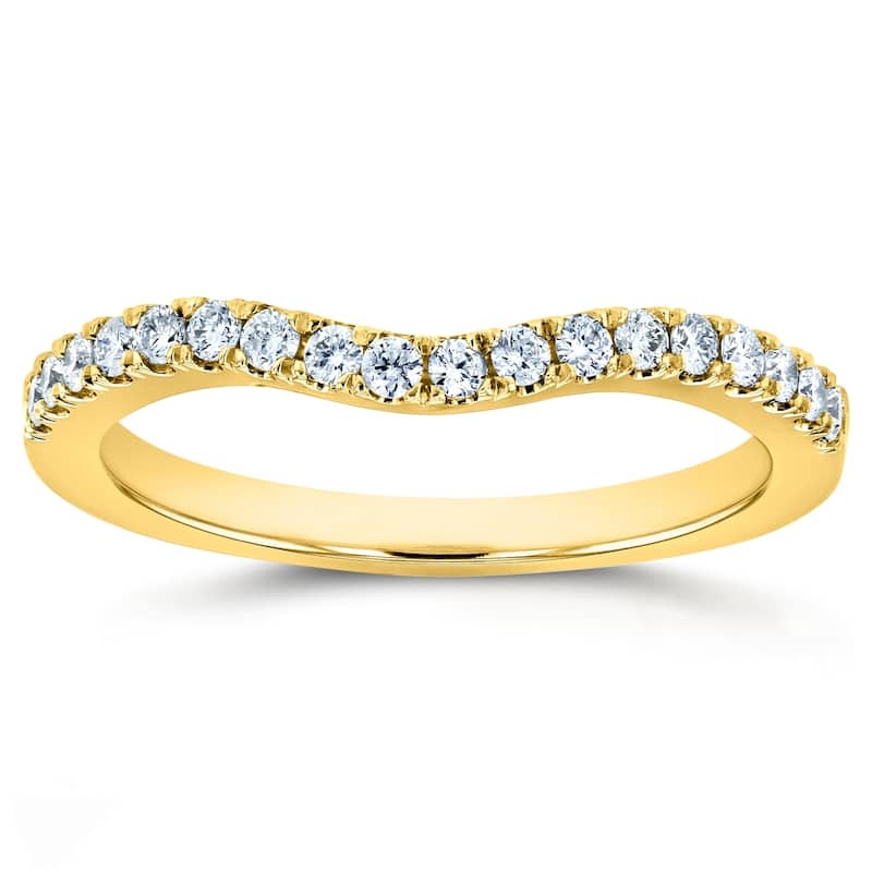 Annello by Kobelli 14k Gold 1/5ct TDW DEF VS Lab Grown Diamond Women's Curved Wedding Band