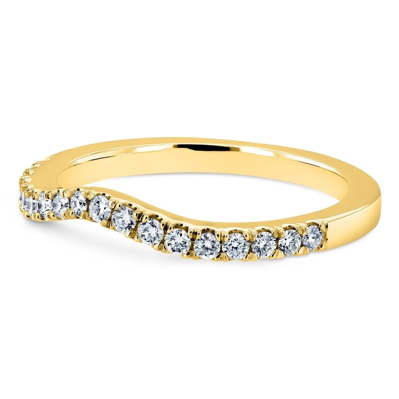 Annello by Kobelli 14k Gold 1/5ct TDW DEF VS Lab Grown Diamond Women's Curved Wedding Band