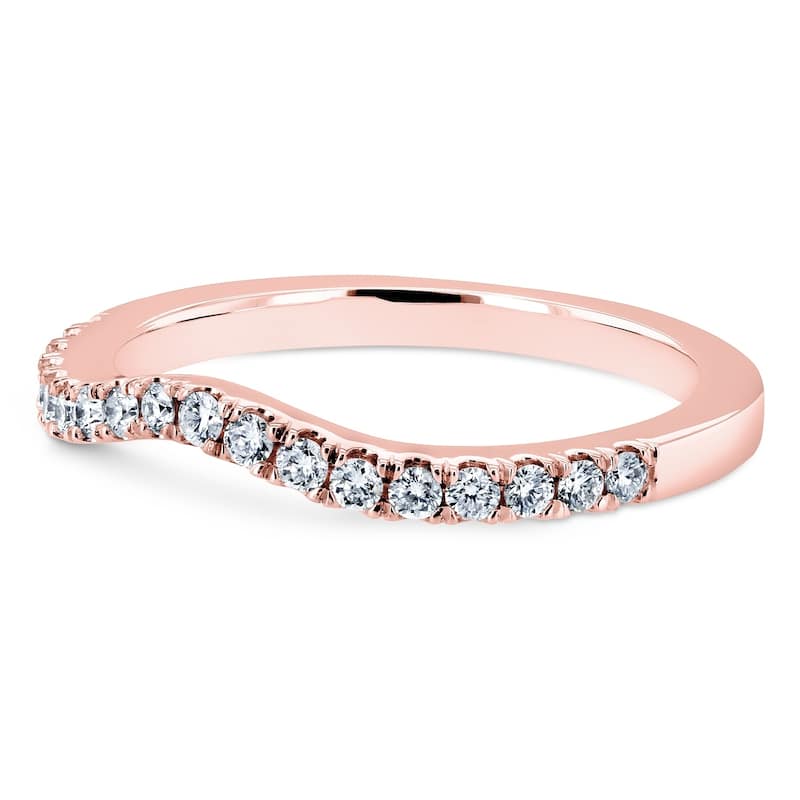 Annello by Kobelli 14k Gold 1/5ct TDW DEF VS Lab Grown Diamond Women's Curved Wedding Band