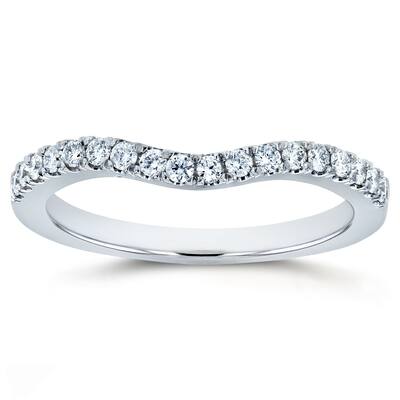 Annello by Kobelli 14k Gold 1/5ct TDW DEF VS Lab Grown Diamond Women's Curved Wedding Band