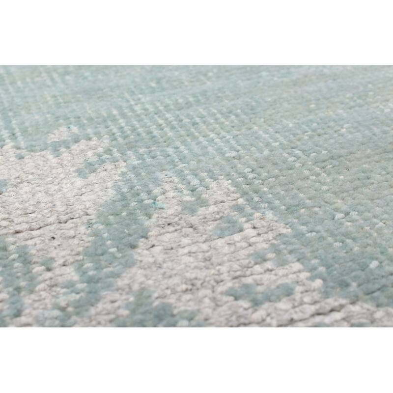 Hand-knotted La Seda Turquoise Silk, Wool Rug