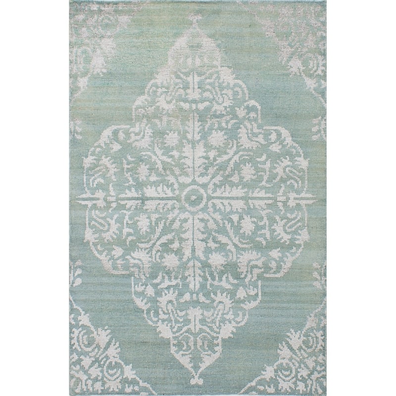 Hand-knotted La Seda Turquoise Silk, Wool Rug