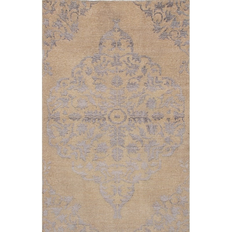 Hand-knotted La Seda Turquoise Silk, Wool Rug