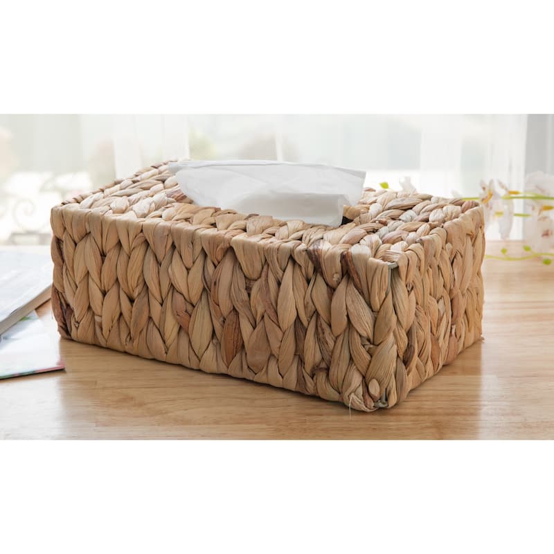 Wicker Water Hyacinth Tissue Box Cover Rectangle - natural