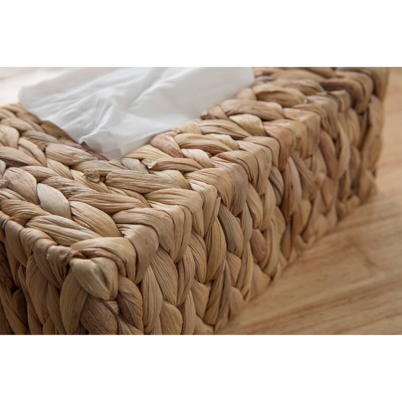 Wicker Water Hyacinth Tissue Box Cover Rectangle - natural