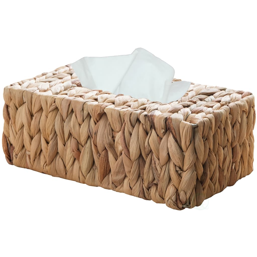 Wicker Water Hyacinth Tissue Box Cover Rectangle - natural