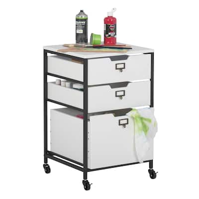 Sew Ready 3 Drawer White Mobile Organizer