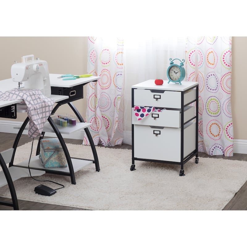Sew Ready 3 Drawer White Mobile Organizer