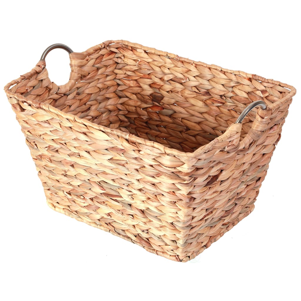 Large Multipurpose Handwoven Water Hyacinth Wicker Basket, Ideal for Organizing and Storing