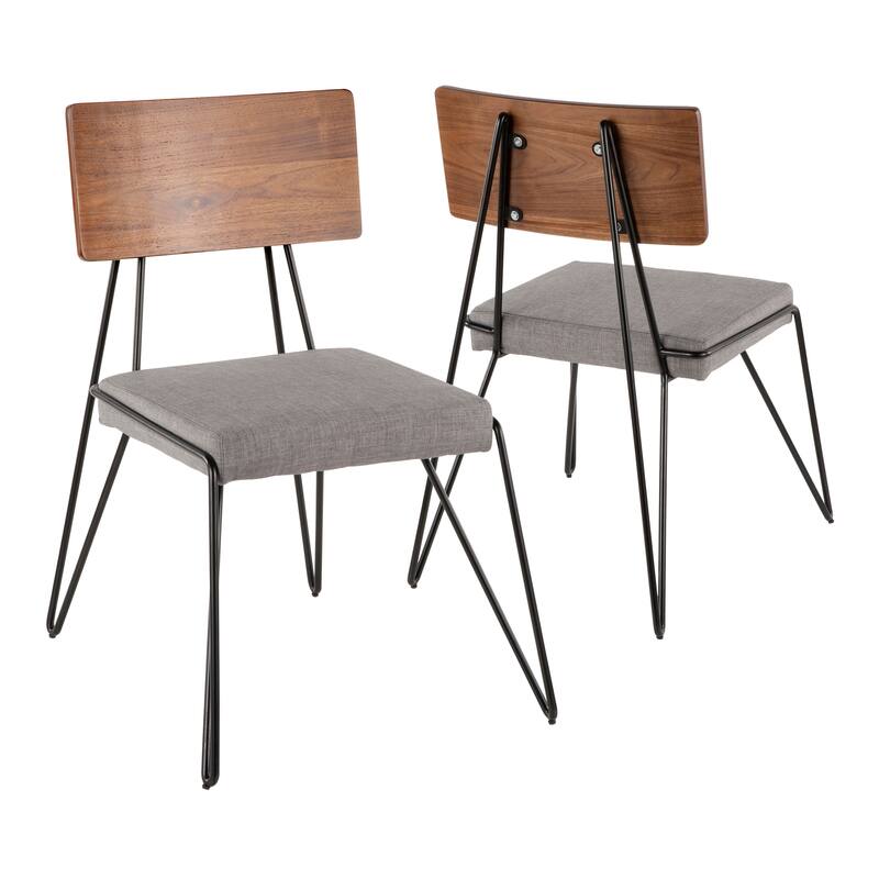 Loft Mid-Century Modern Chair with Walnut Wood Accent - Set of 2