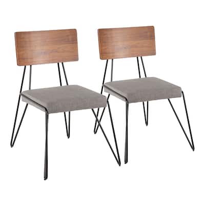 Loft Mid-Century Modern Chair with Walnut Wood Accent - Set of 2