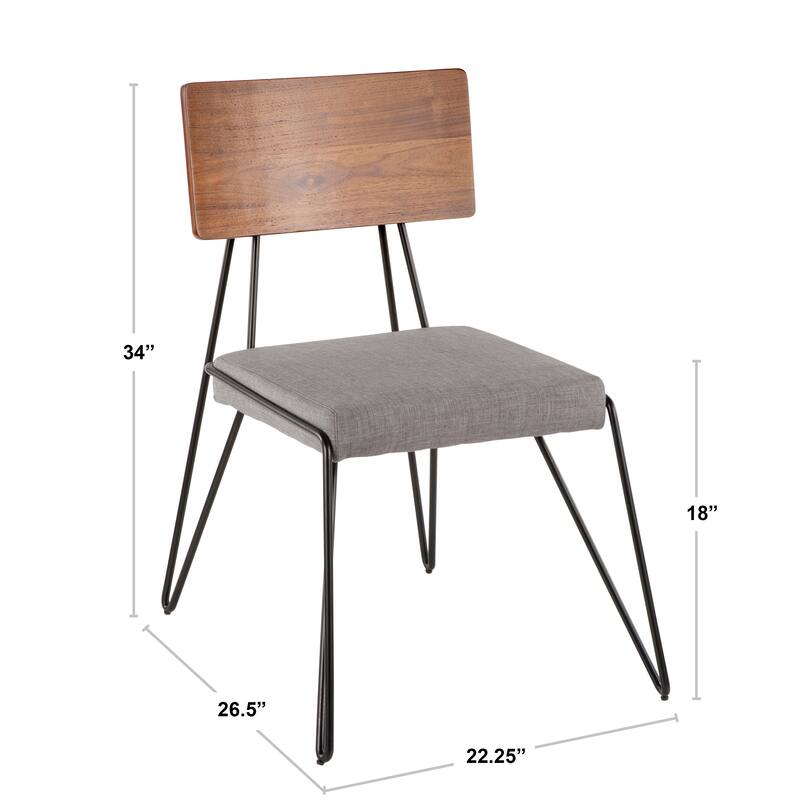 Loft Mid-Century Modern Chair with Walnut Wood Accent - Set of 2